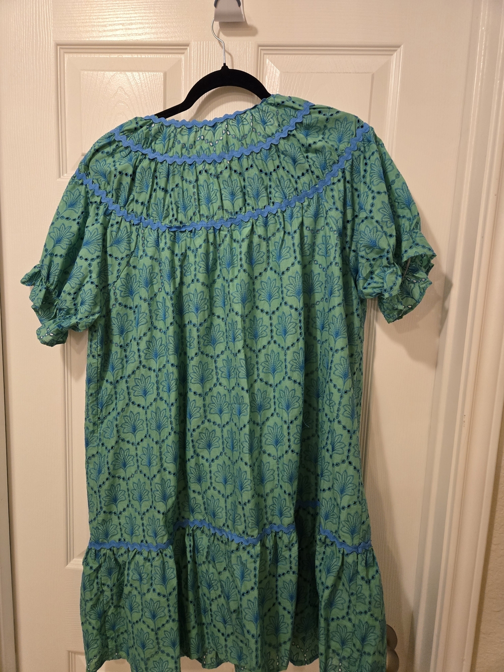 Umgee Teal Green Short Sleeve Printed Mini Dress - Picture 9 of 10